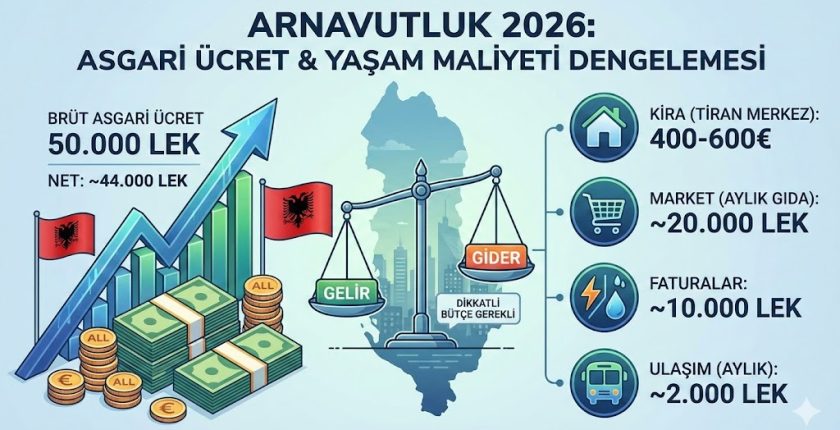 Arnavutluk Asgari Ücret 2026 – Yaşam Maliyeti Arnavutluk Asgari Ücret 2026 – Yaşam Maliyeti