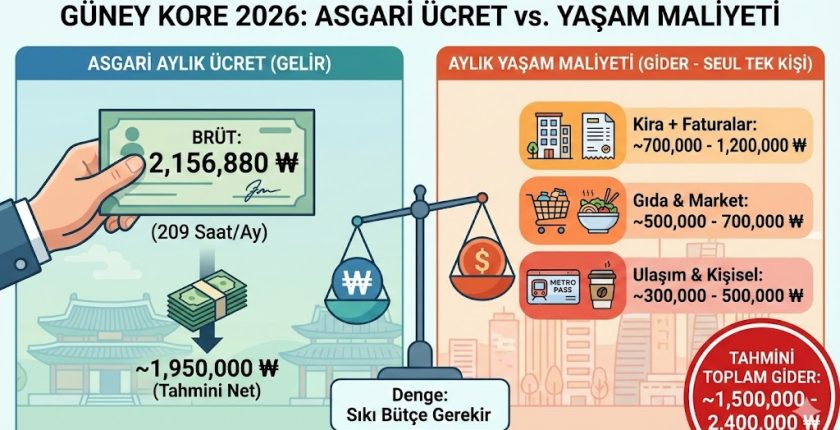 Güney Kore Asgari Ücret 2026 – Güney Kore Yaşam Maliyeti