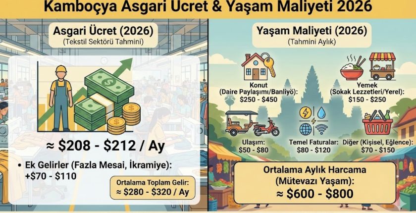 Kamboçya Asgari Ücret 2026 – Yaşam Maliyeti