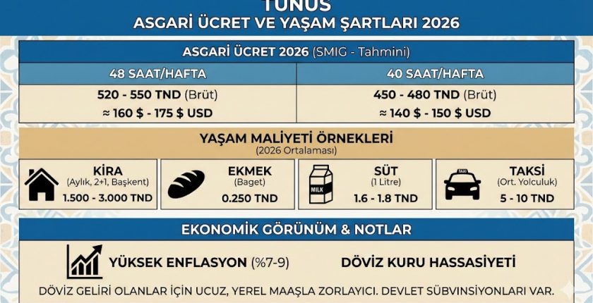 Tunus Asgari Ücret 2026 – Yaşam Şartları